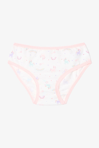 Kız Çocuk Pinky Unicorn Baskılı Pamuklu 5'li Külot