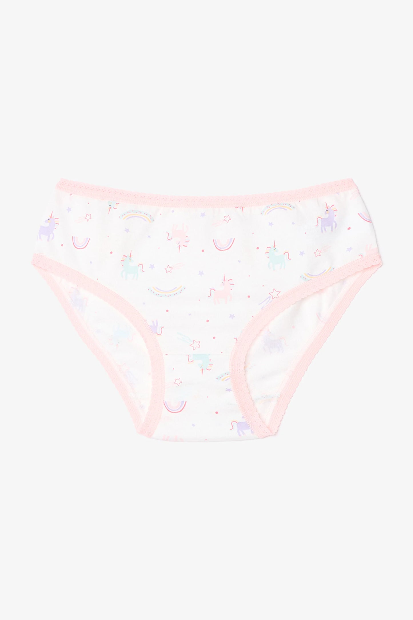 Kız Çocuk Pinky Unicorn Baskılı Pamuklu 5'li Külot