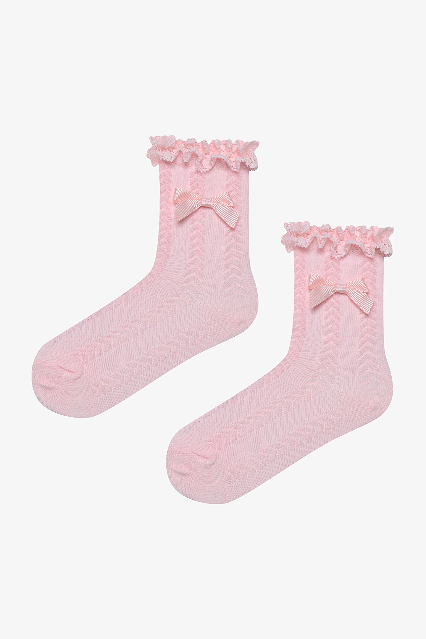 Kız Çocuk Pembe Dantelli Soket Çorap