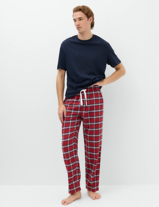 Saf Pamuklu Ekose Desenli Pijama Altı