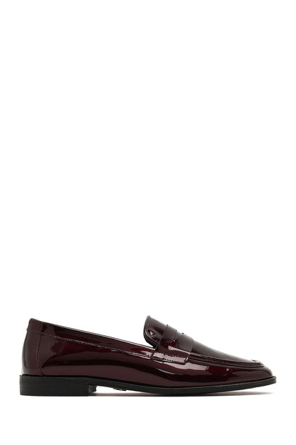 Kadın Bordo Rugan Deri Loafer