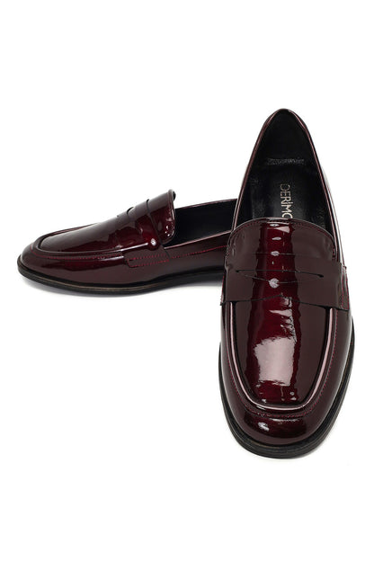 Kadın Bordo Rugan Deri Loafer