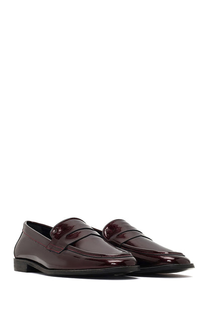 Kadın Bordo Rugan Deri Loafer