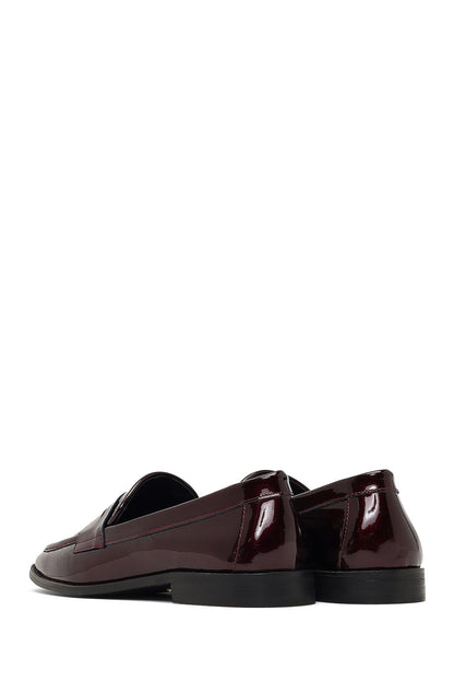 Kadın Bordo Rugan Deri Loafer