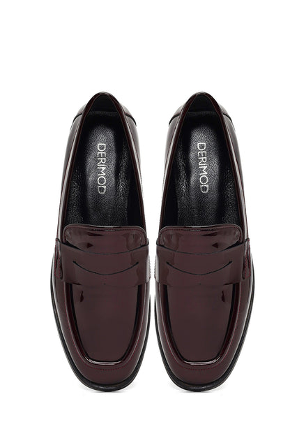 Kadın Bordo Rugan Deri Loafer