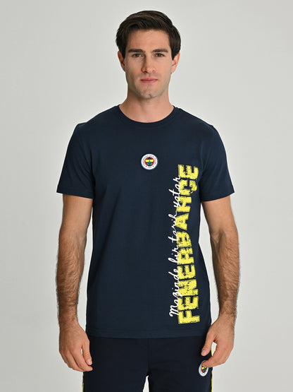Fenerbahçe Lacivert Tribün Dokuma Logolu Erkek Tshirt