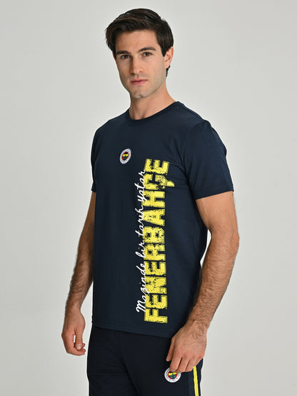 Fenerbahçe Lacivert Tribün Dokuma Logolu Erkek Tshirt