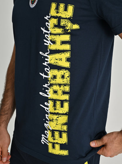 Fenerbahçe Lacivert Tribün Dokuma Logolu Erkek Tshirt