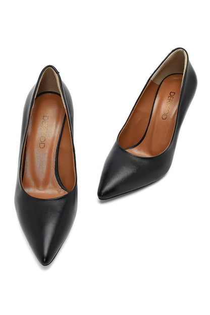 Kadın Siyah Ince Topuklu Deri Stiletto