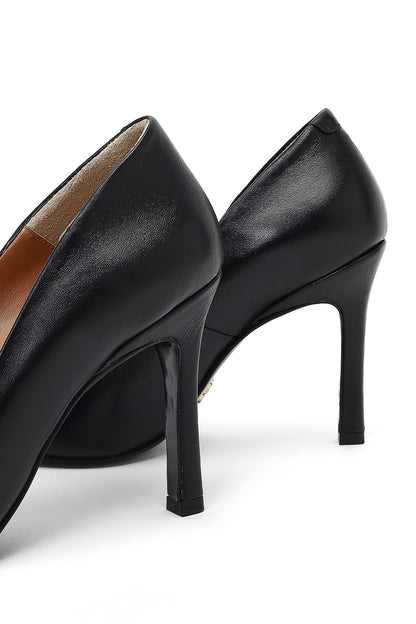 Kadın Siyah Ince Topuklu Deri Stiletto
