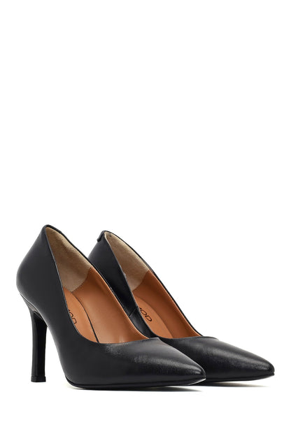 Kadın Siyah Ince Topuklu Deri Stiletto