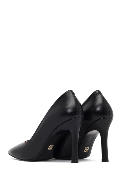 Kadın Siyah Ince Topuklu Deri Stiletto