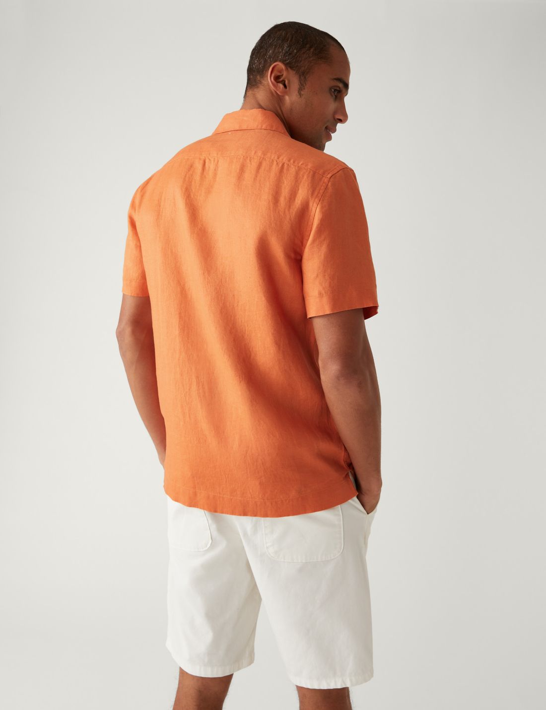 Regular Fit Kısa Kollu Keten Gömlek