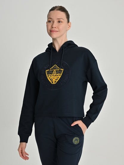 Fenerbahçe Lacivert Trend Tafting Nakış Kadın Sweatshirt