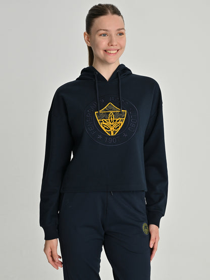 Fenerbahçe Lacivert Trend Tafting Nakış Kadın Sweatshirt