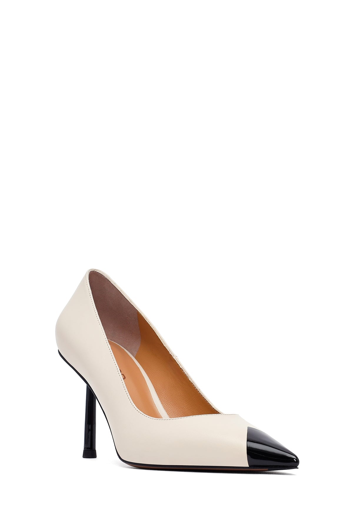 Kadın Krem Ince Topuklu Deri Stiletto
