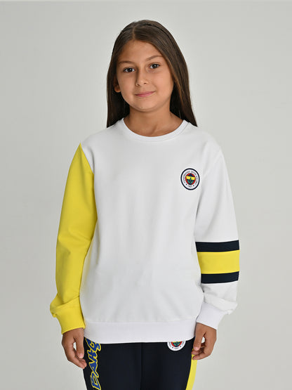 Fenerbahçe Beyaz Tribün 6 Renk Logolu Çocuk Sweatshirt