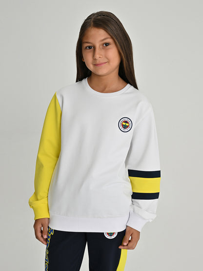 Fenerbahçe Beyaz Tribün 6 Renk Logolu Çocuk Sweatshirt