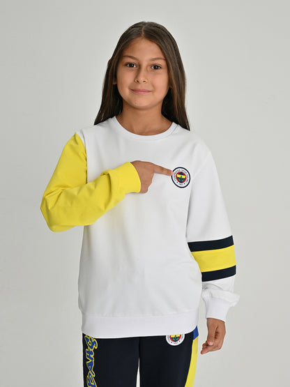 Fenerbahçe Beyaz Tribün 6 Renk Logolu Çocuk Sweatshirt