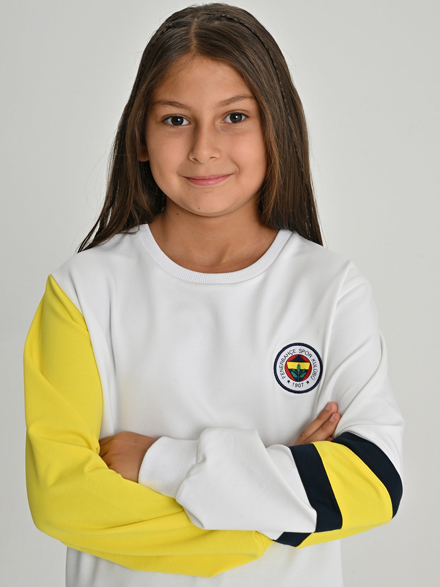 Fenerbahçe Beyaz Tribün 6 Renk Logolu Çocuk Sweatshirt