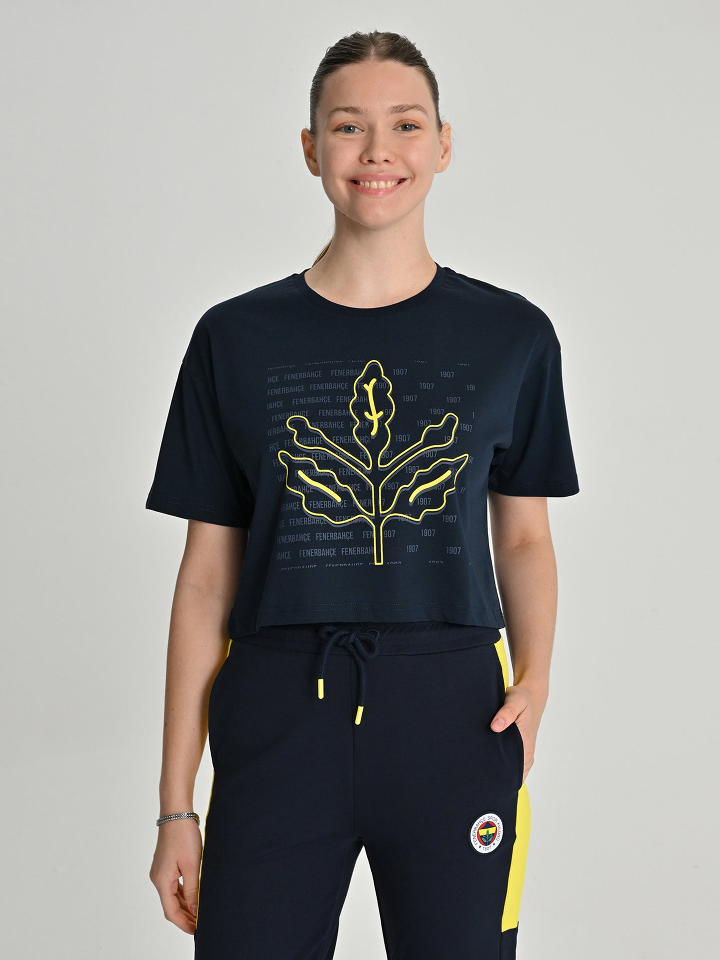 Fenerbahçe Lacivert Tribün Marşlı Palamut Kadın Tshirt