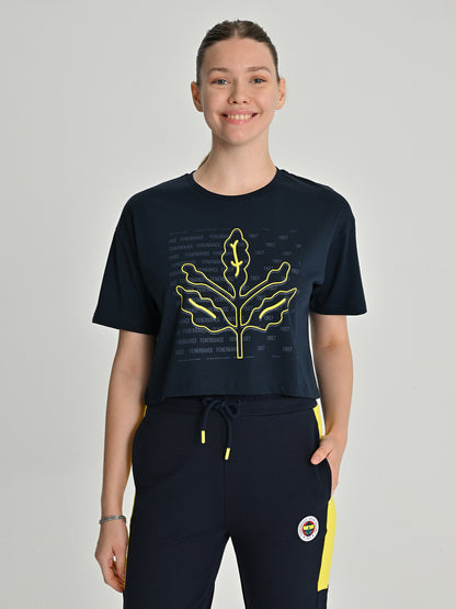 Fenerbahçe Lacivert Tribün Marşlı Palamut Kadın Tshirt