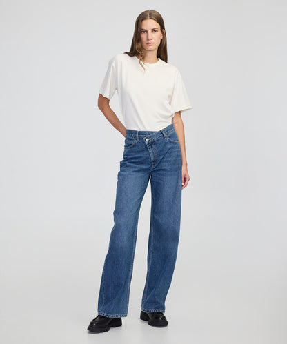 Asimetrik Bel Baggy Jean Pantolon