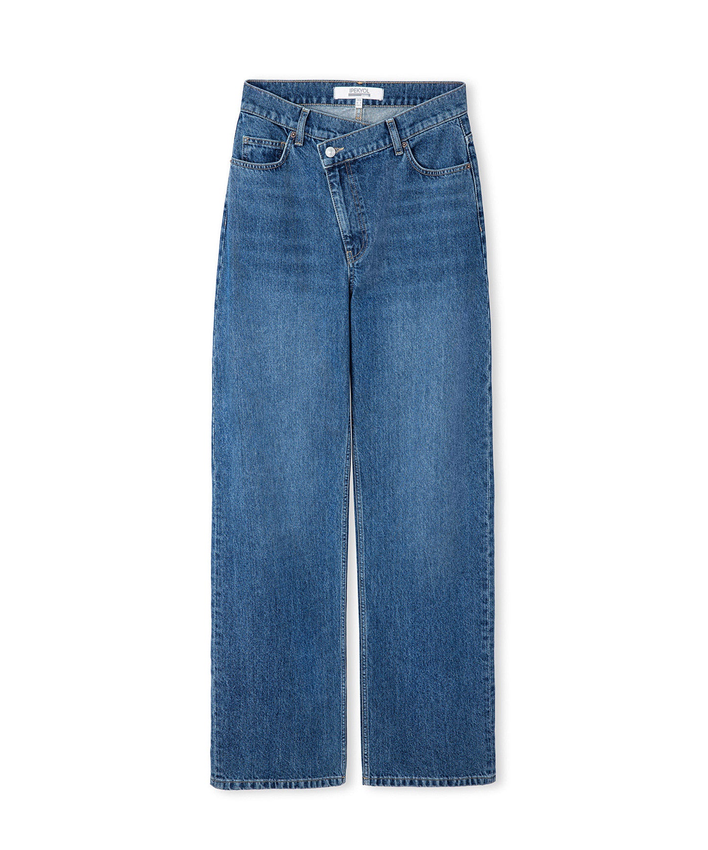 Asimetrik Bel Baggy Jean Pantolon