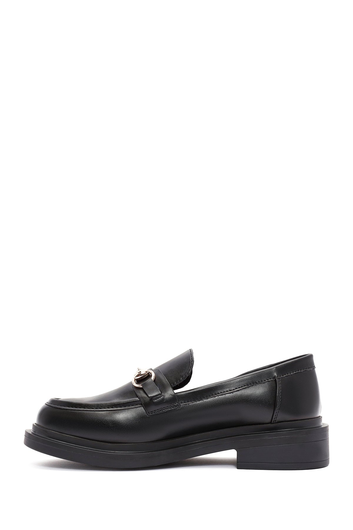Kadın Siyah Tokalı Maskülen Loafer