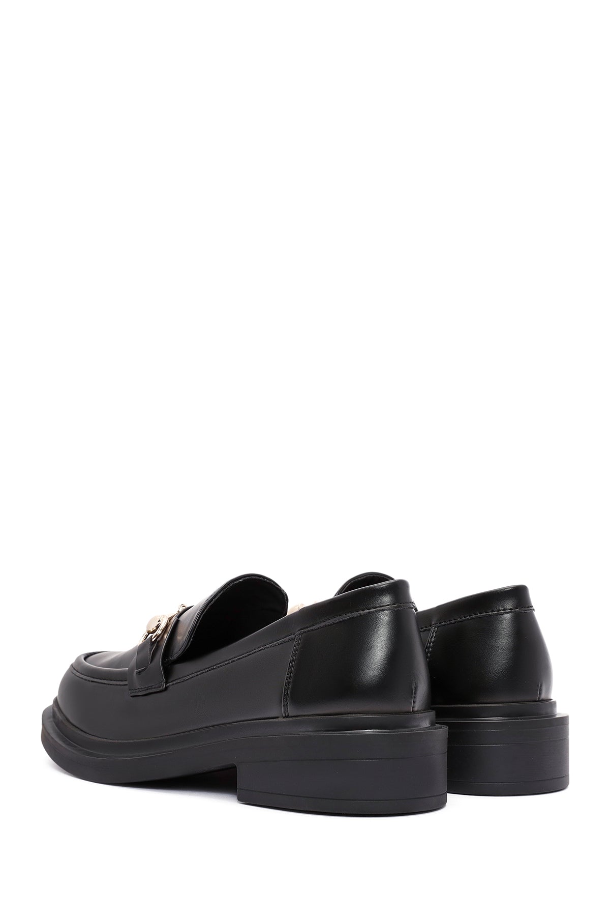 Kadın Siyah Tokalı Maskülen Loafer