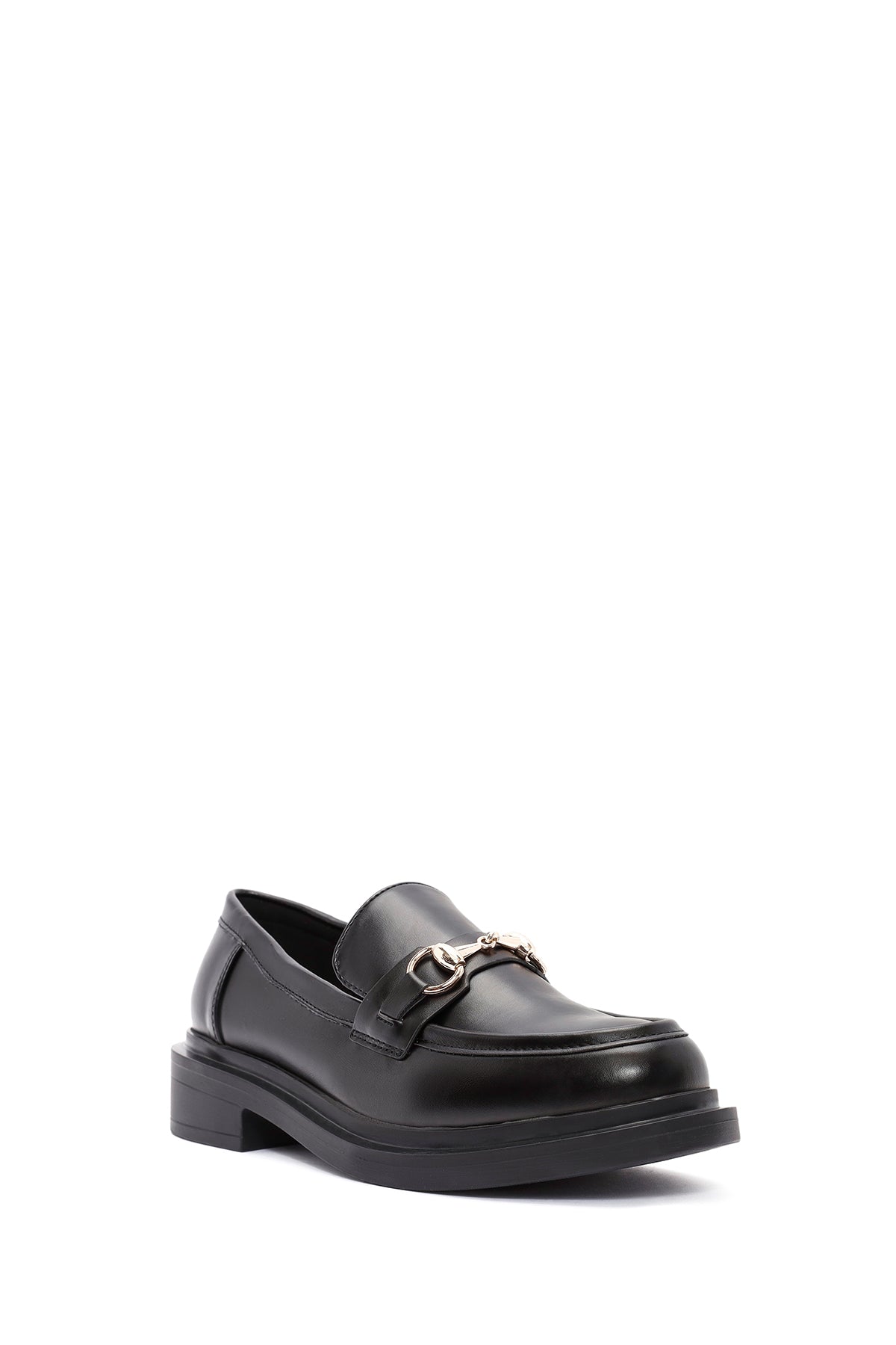 Kadın Siyah Tokalı Maskülen Loafer