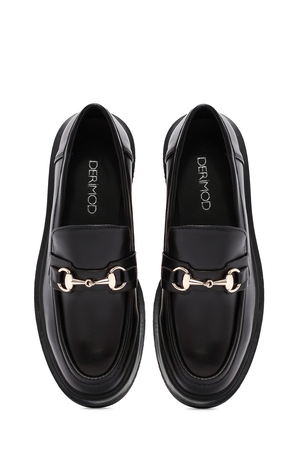Kadın Siyah Tokalı Maskülen Loafer