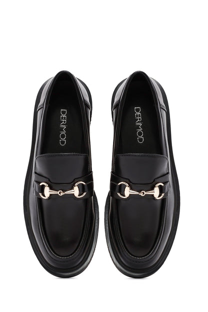 Kadın Siyah Tokalı Maskülen Loafer