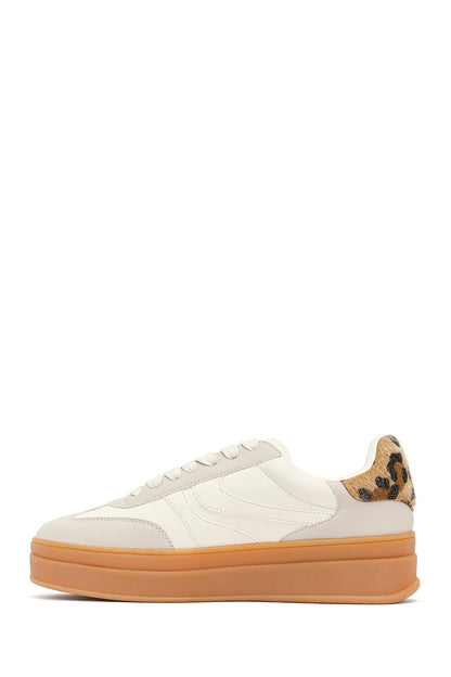 Kadın Bej Bağcıklı Kalın Tabanlı Sneaker