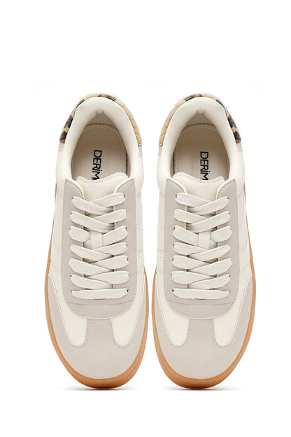 Kadın Bej Bağcıklı Kalın Tabanlı Sneaker