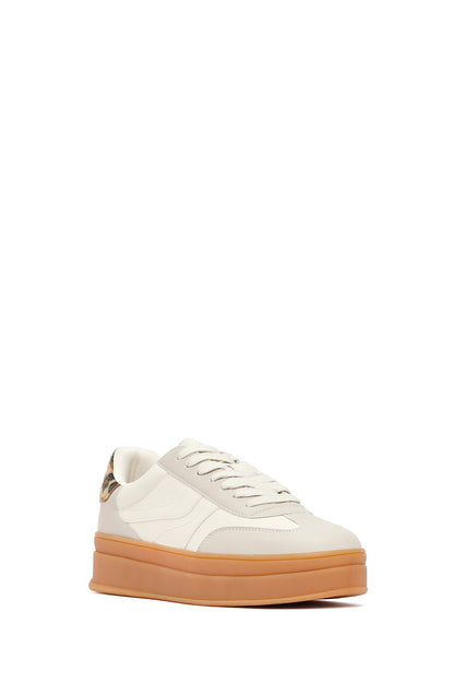 Kadın Bej Bağcıklı Kalın Tabanlı Sneaker