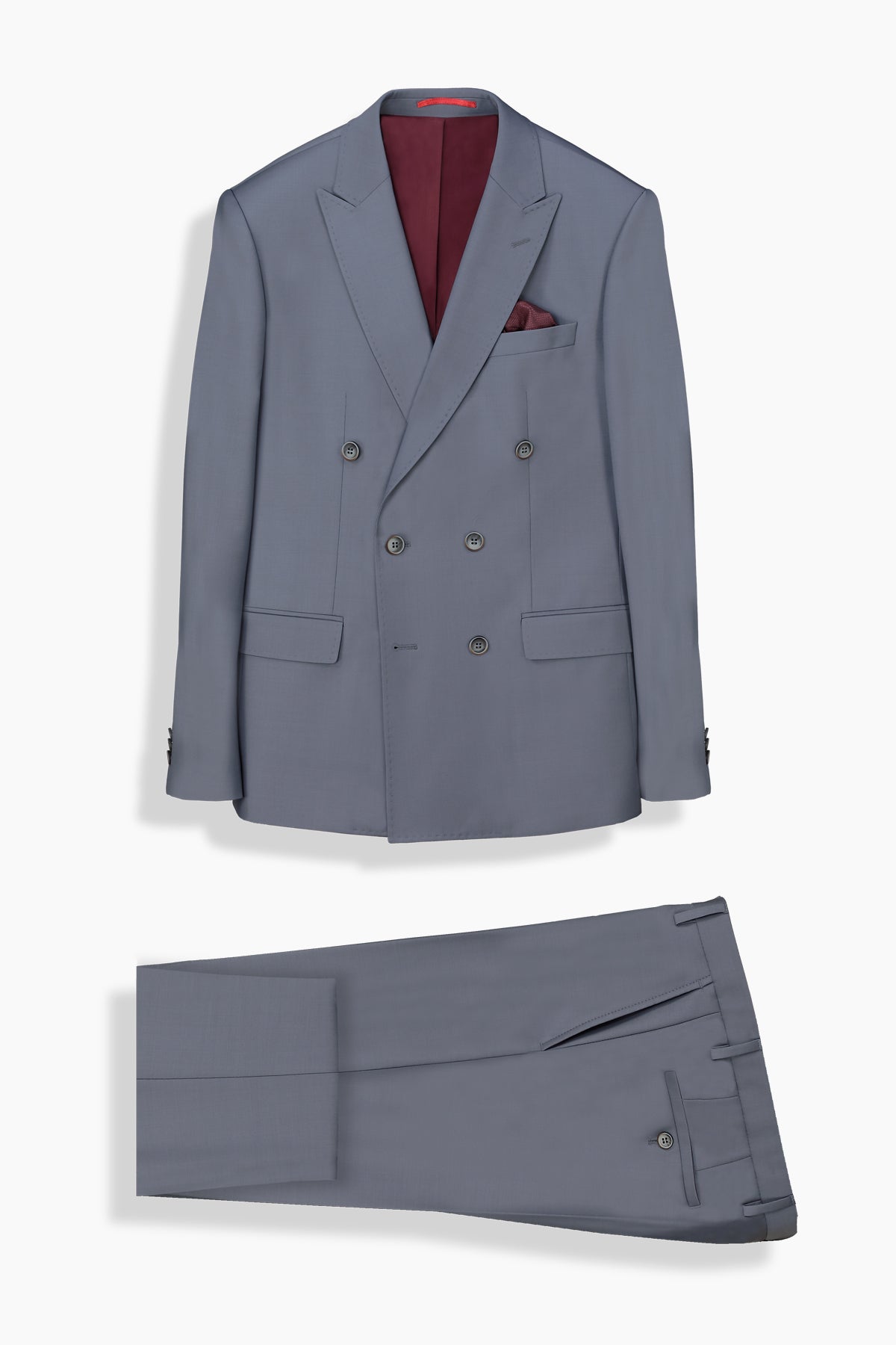 Golden Resta Slim Fit Kruvaze Açık Gri Takım Elbise