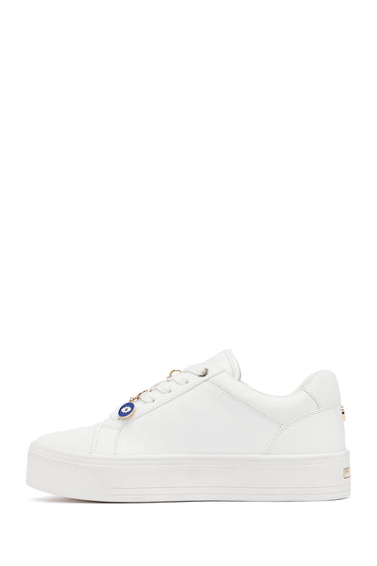 Kadın Beyaz Bağcıklı Kalın Tabanlı Sneaker