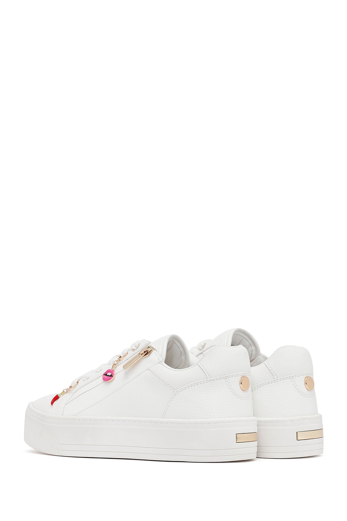 Kadın Beyaz Bağcıklı Kalın Tabanlı Sneaker