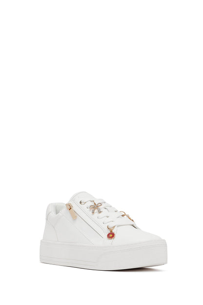 Kadın Beyaz Bağcıklı Kalın Tabanlı Sneaker