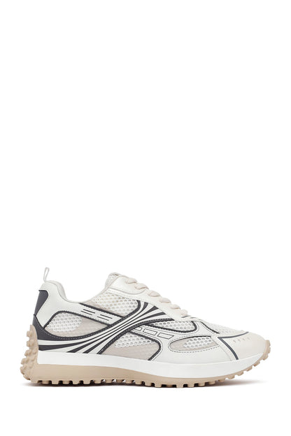 Kadın Beyaz Bağcıklı Kalın Tabanlı Sneaker