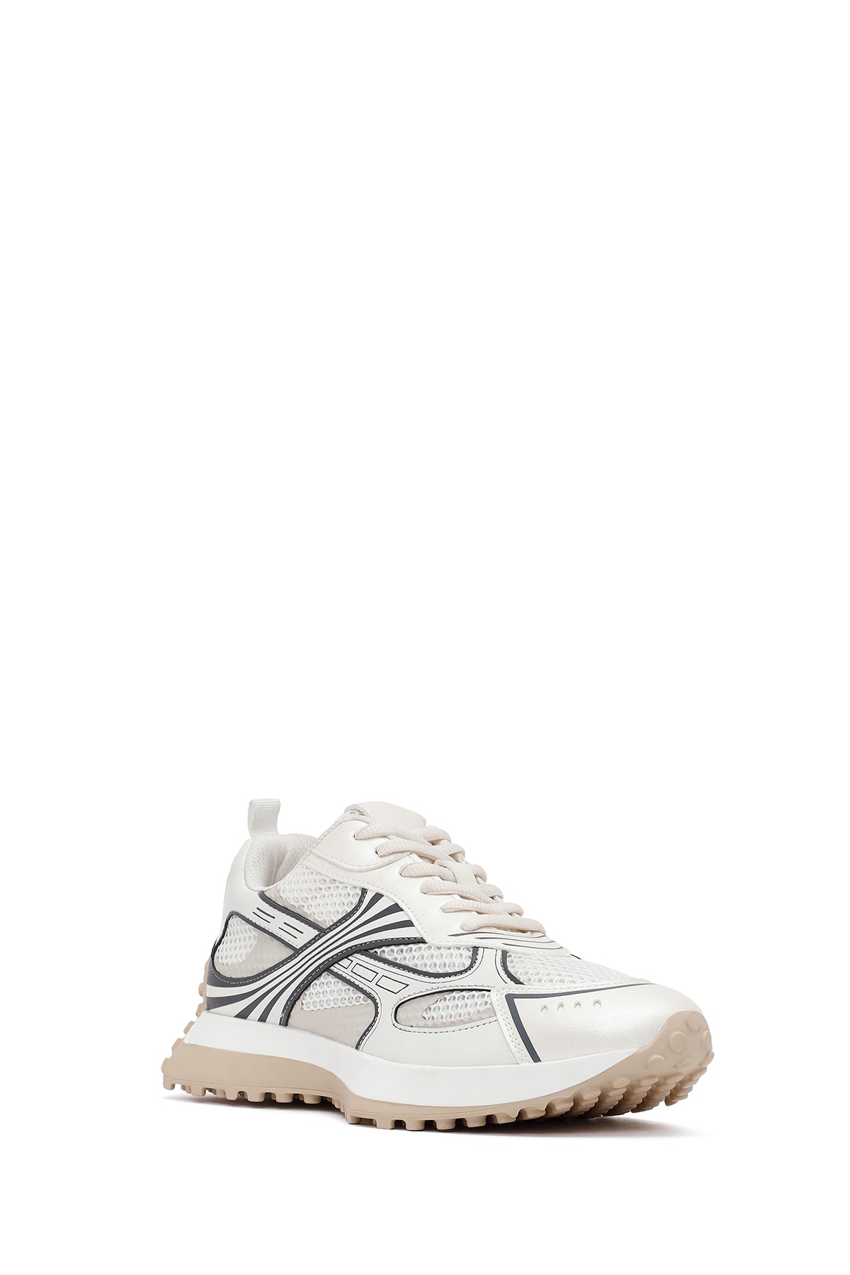 Kadın Beyaz Bağcıklı Kalın Tabanlı Sneaker