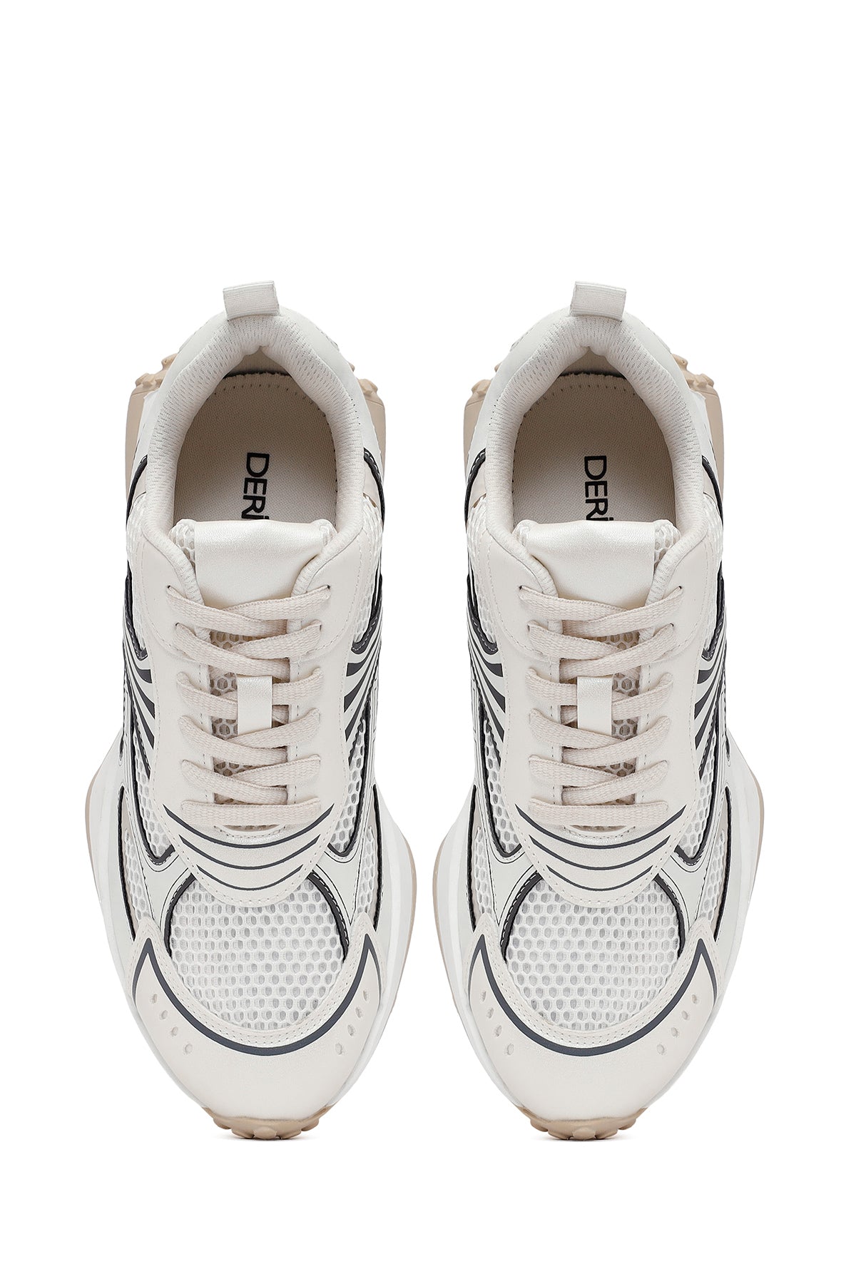 Kadın Beyaz Bağcıklı Kalın Tabanlı Sneaker