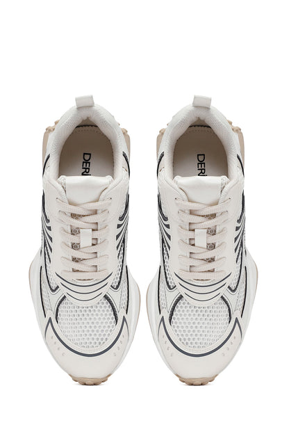 Kadın Beyaz Bağcıklı Kalın Tabanlı Sneaker