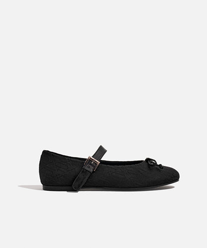 Fiyonklu Monogram Jakarlı Babet