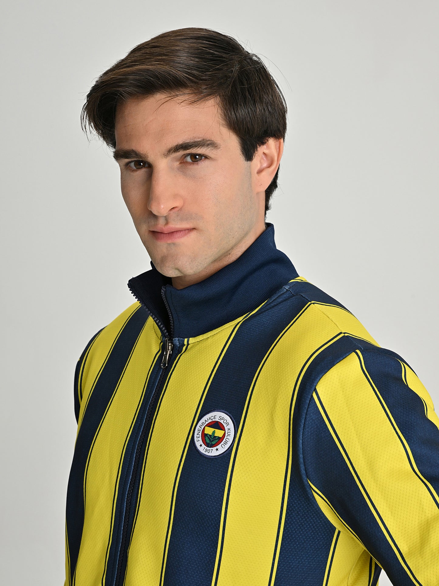 Fenerbahçe Tribün Çubuklu Çift Taraflı Erkek Peluş Sweatshirt
