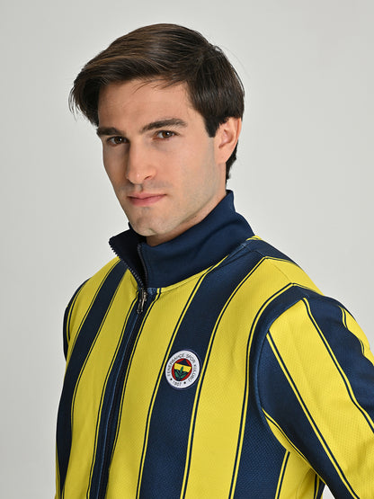 Fenerbahçe Tribün Çubuklu Çift Taraflı Erkek Peluş Sweatshirt