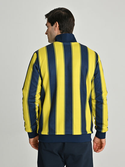 Fenerbahçe Tribün Çubuklu Çift Taraflı Erkek Peluş Sweatshirt