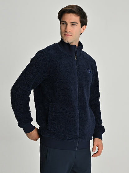 Fenerbahçe Tribün Çubuklu Çift Taraflı Erkek Peluş Sweatshirt