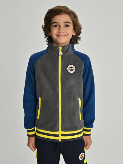 Fenerbahçe Gri Tribün Reglan Kol Detaylı Çocuk Sweatshirt